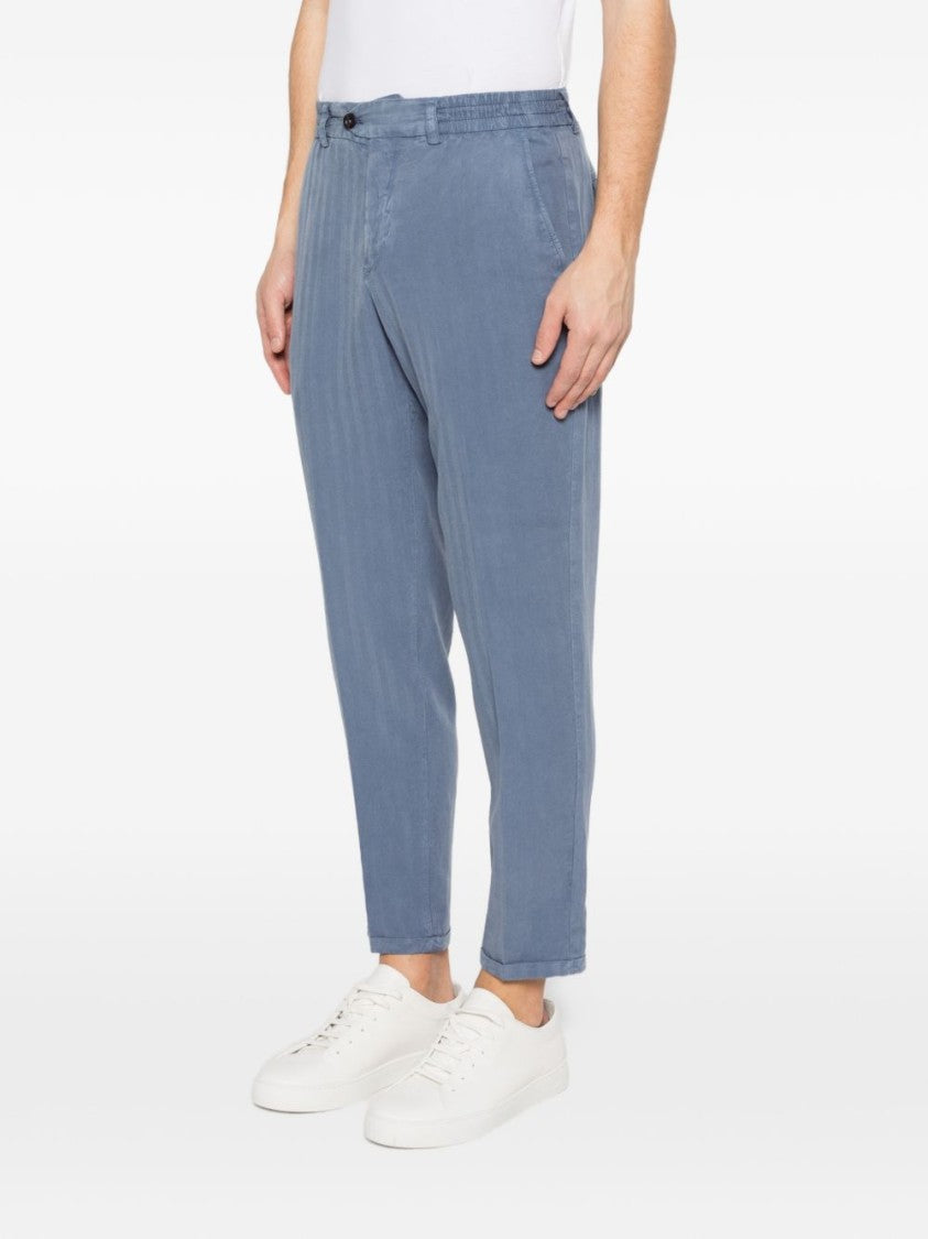 Pt Torino Sky Blue Tapered-Leg Pants With Elasticated Waistband