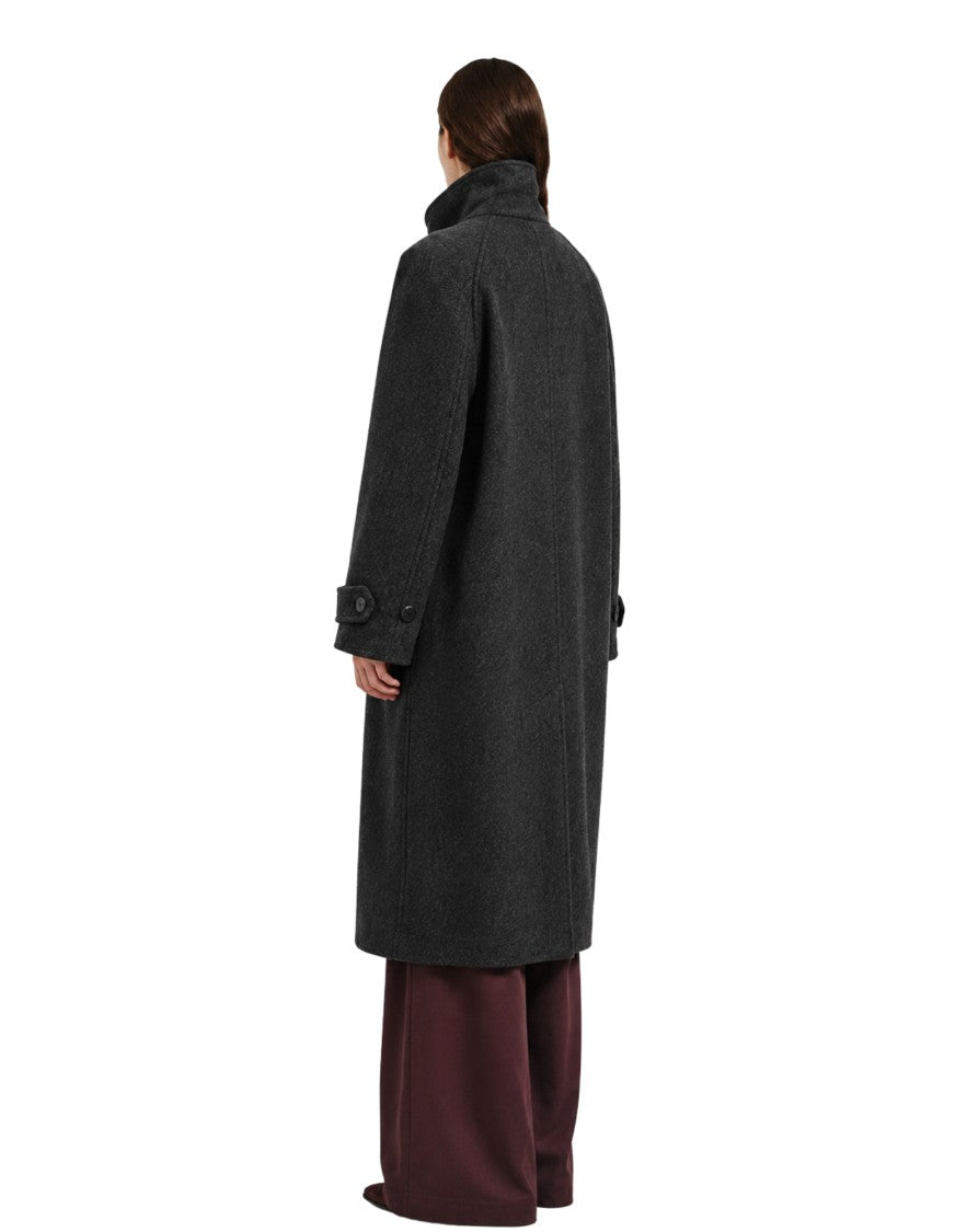 Pomandère Turtleneck Virgin Wool-Blend Asymmetric Trench Coat