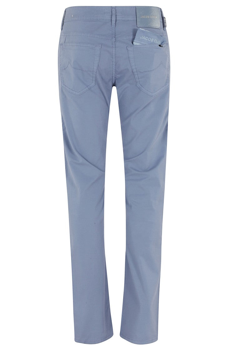 Jacob Cohen Light Blue Slim Bard Five-Pocket Cotton-Blend Pants