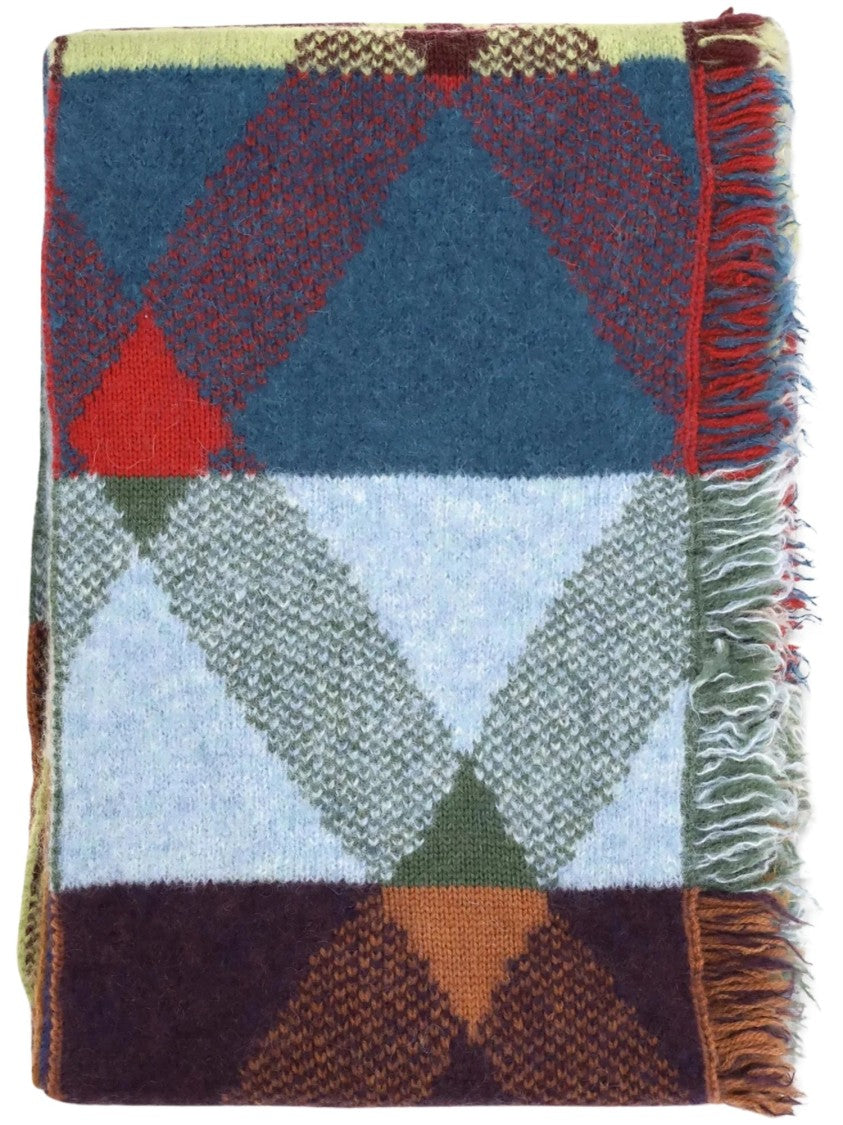Dries Van Noten Geometric Floral Patchwork Scarf With Fringed Edges
