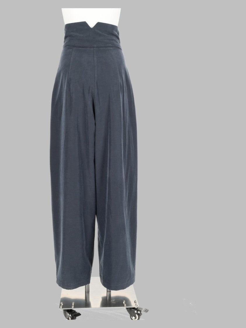 Alysi Blue High-Waisted Back-Notch Wide-Leg Pants