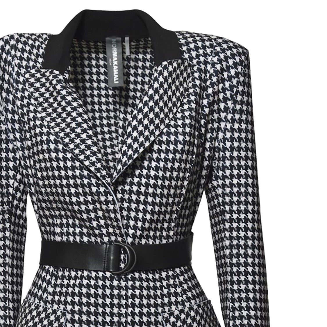 Norma Kamali Tailored Slim-Fit Blazer With Houndstooth Pattern