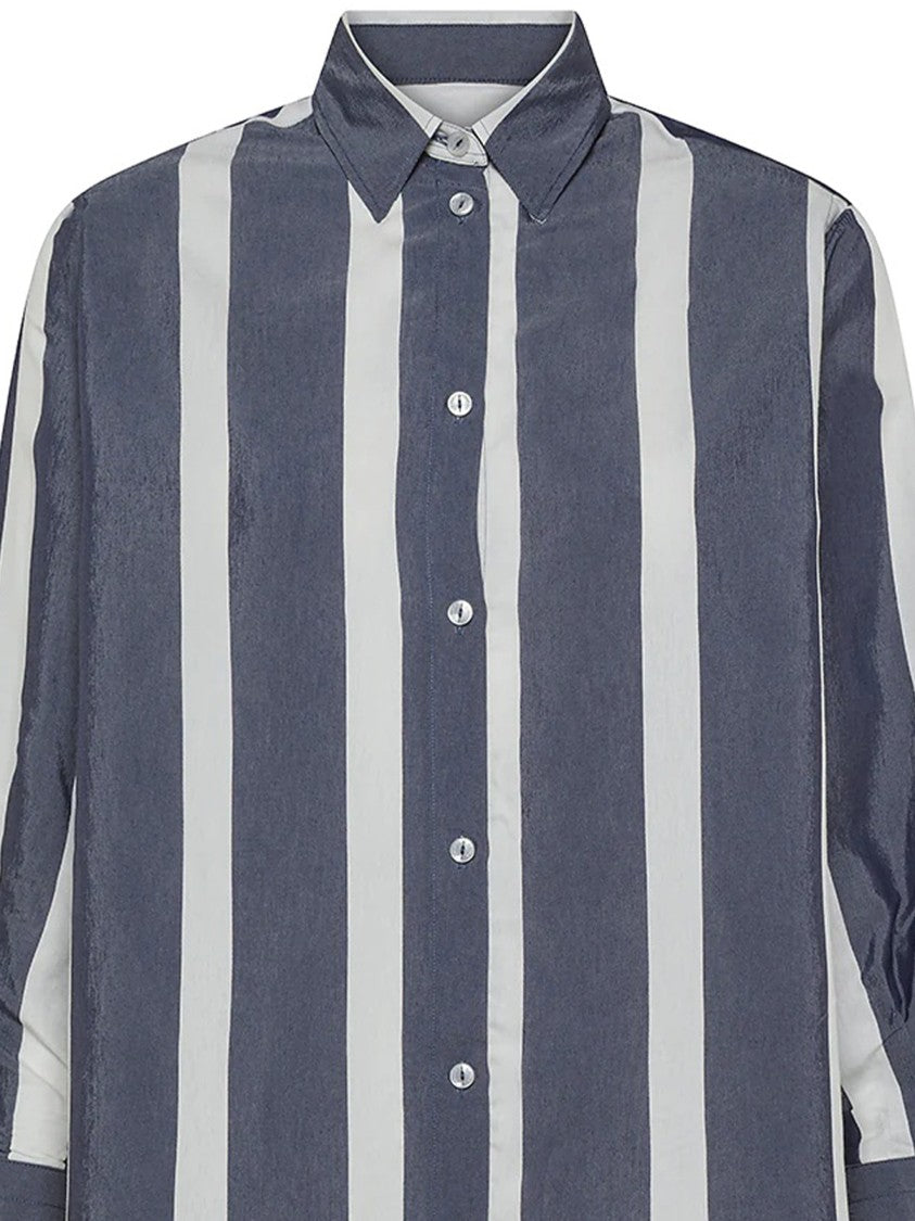 Cruna Blue Wide Vertical Stripe Button-Up Shirt