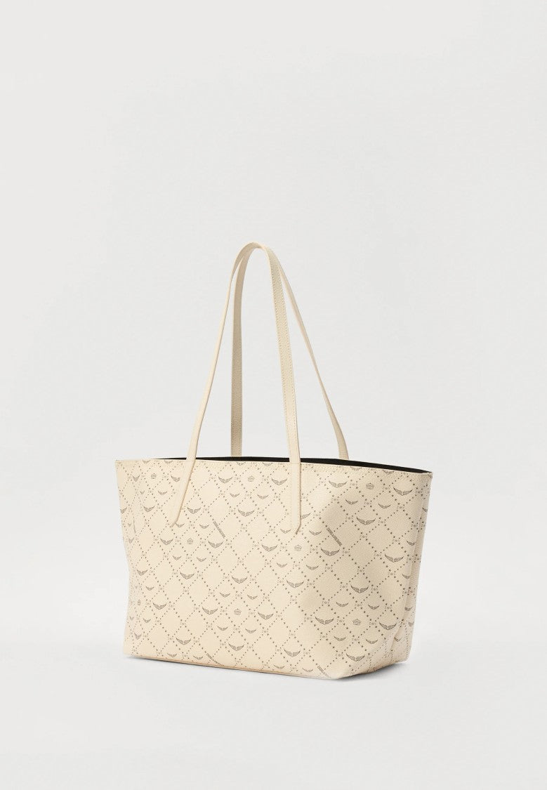 Zadig & Voltaire Ivory Z Shopper Monogram Suede Tote Bag