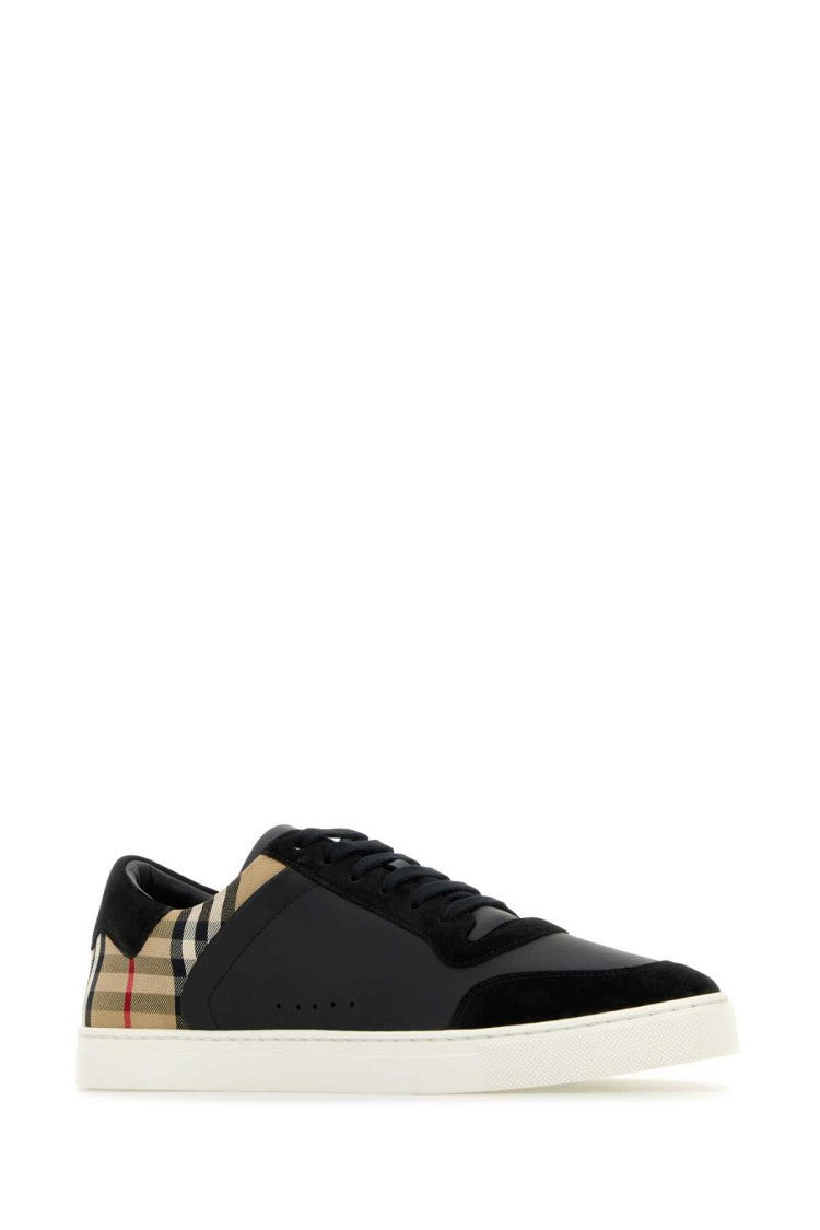 Burberry Black Leather And Fabric Sneakers