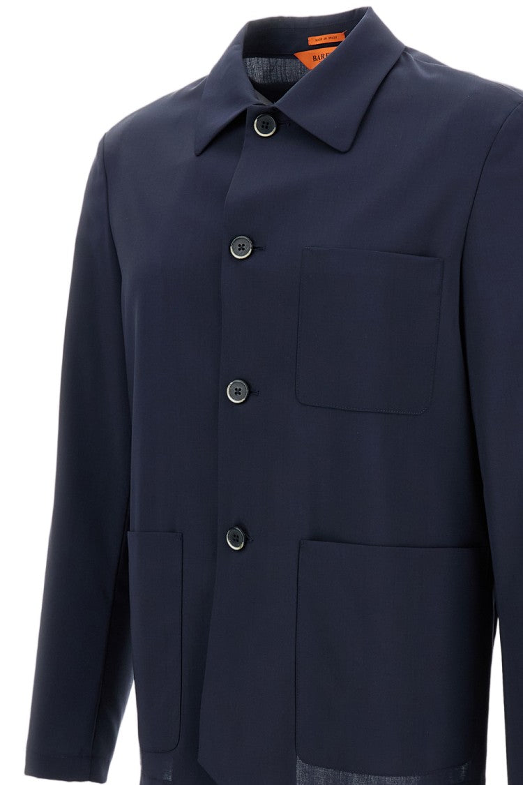Barena Blue Visal Wool Overshirt