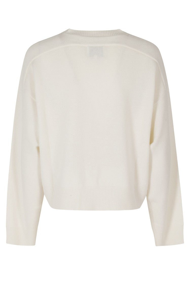 Loulou De Saison Ivory Anzor Dropped Shoulder V-Neck Cashmere Sweater