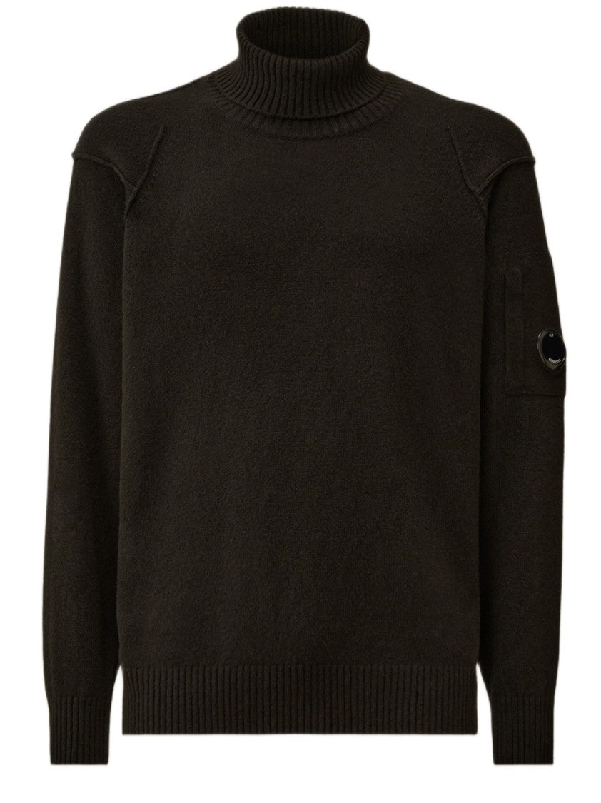 C.P. Company Lambswool Turtleneck With Ribbed Detailing And Lens Pocket
