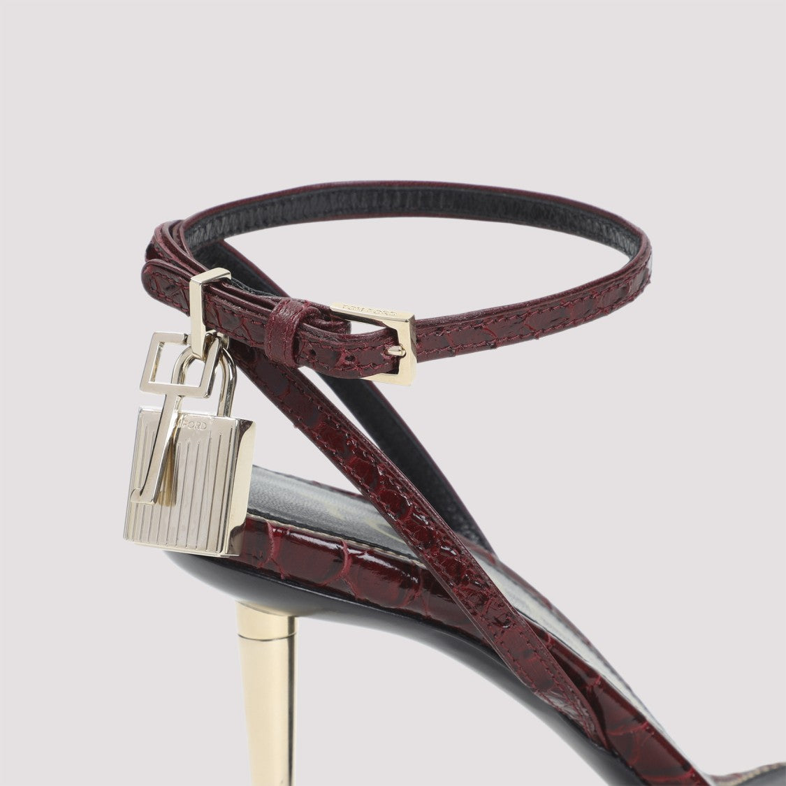 Tom Ford Semi Shiny Printed Python Red Calf Leather Sandals