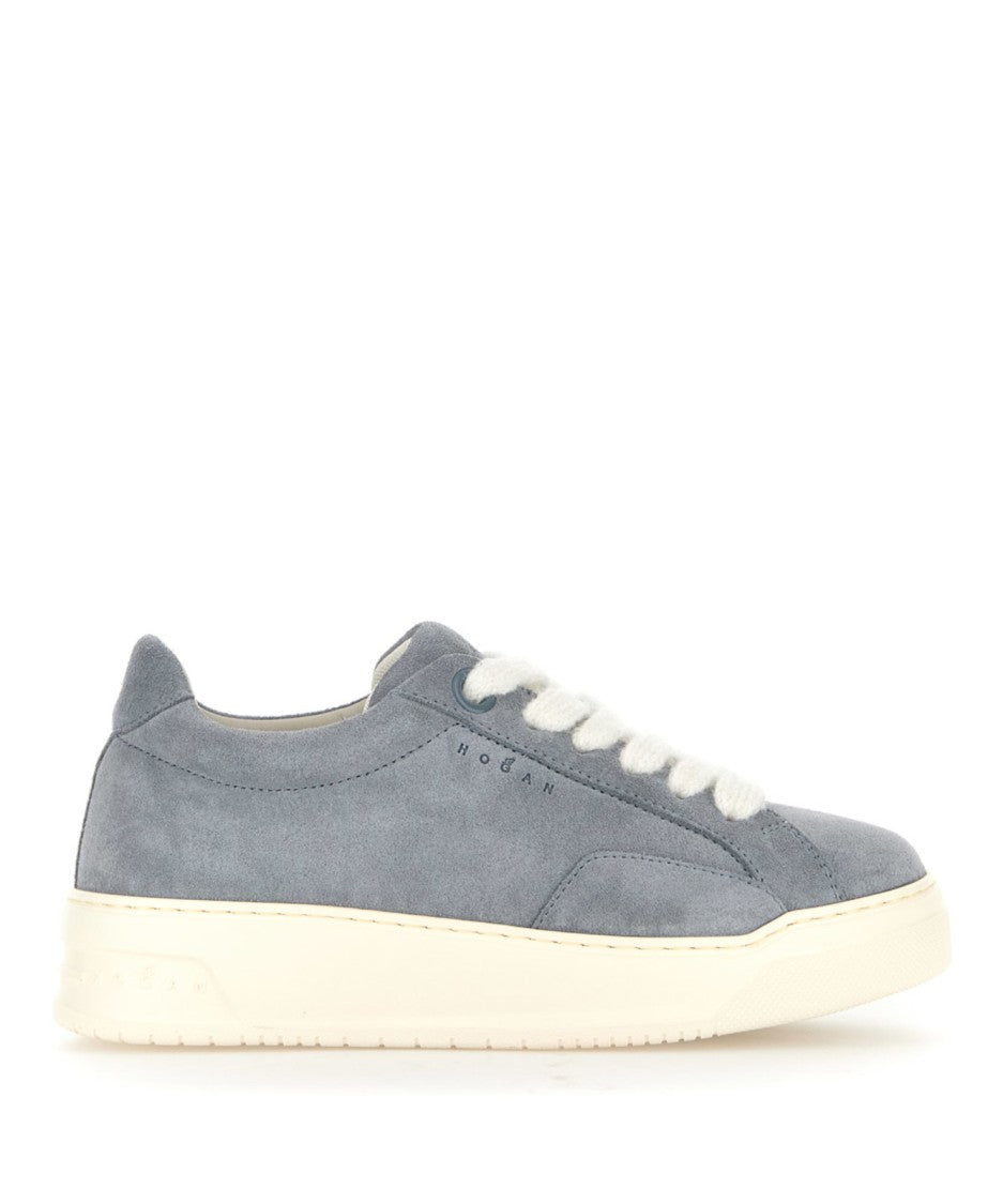 Hogan Minimalist Blue-Grey Suede Sneakers