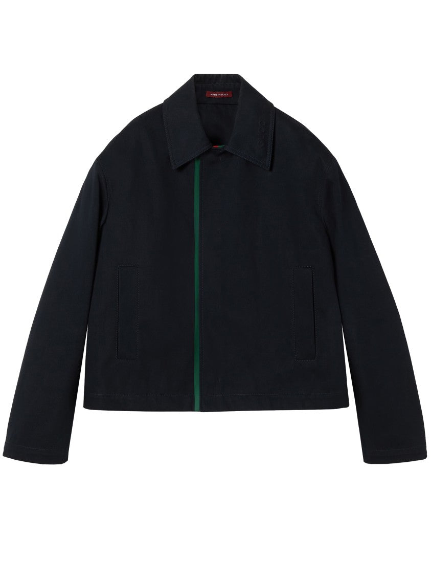 Gucci Blue Cropped Blouson Striped Casual Jacket