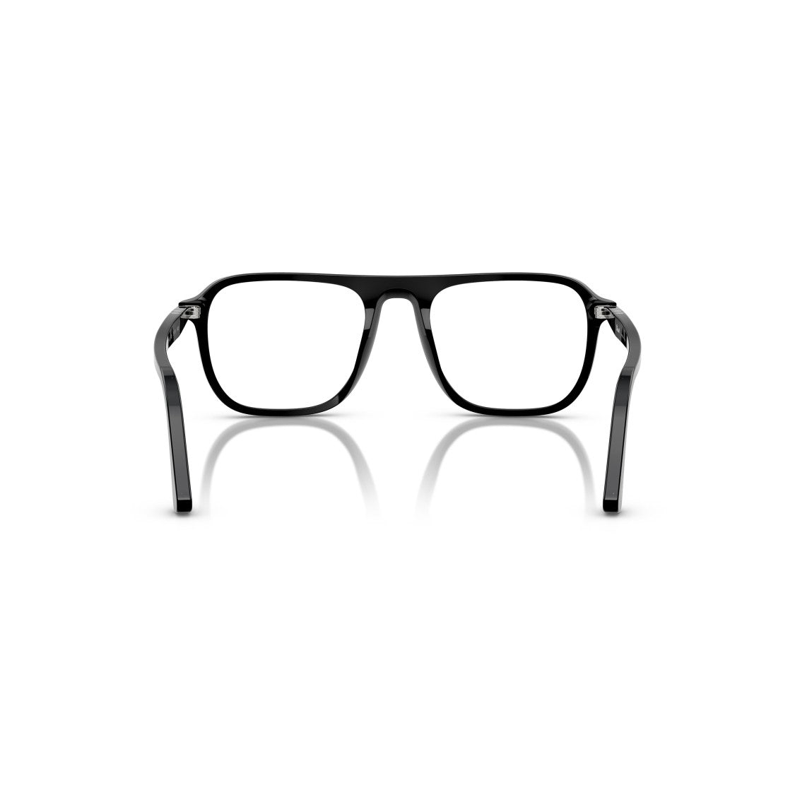 Persol 0Po3359v Glossy Black Rectangular Acetate Eyeglasses With Silver Accents