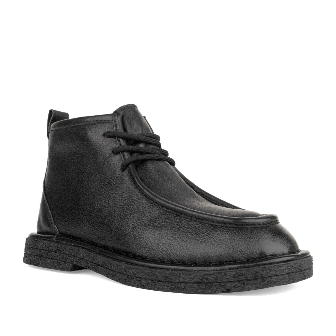 Linda Baumann Black Minimalist Lace-Up Leather Ankle Boots