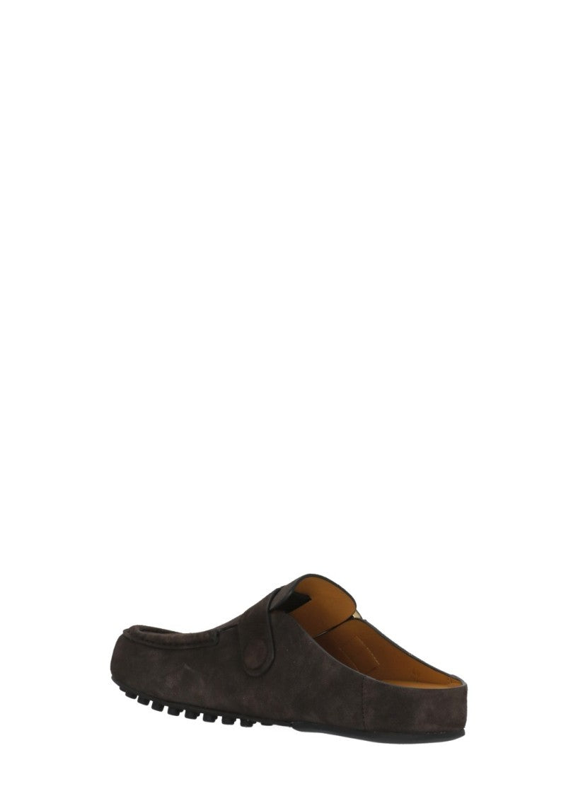 Tod's Brown Strap Buckle Suede Loafers