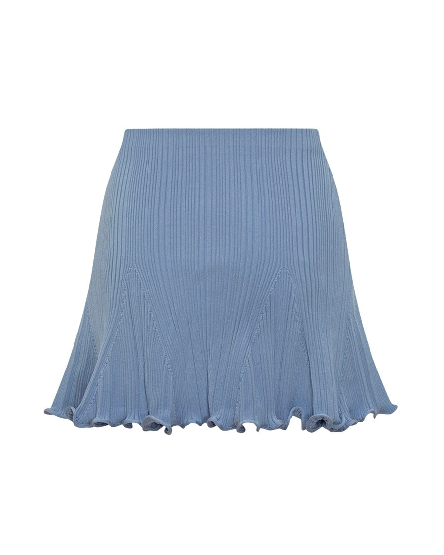 Self-Portrait Ribbed Knit Mini Skirt With Pearl Embellishments