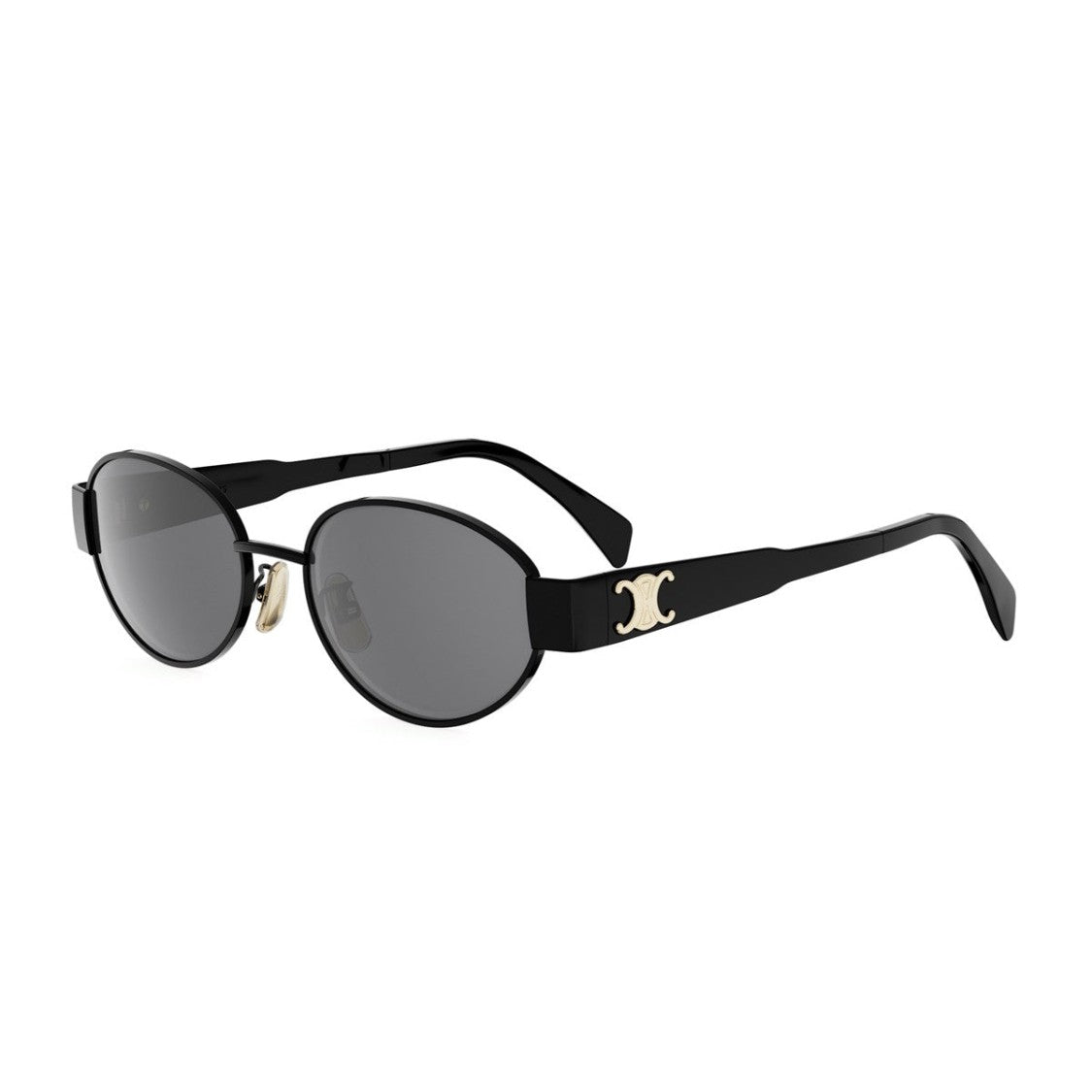 Celine Black Metal Triomphe Metal Oval Sunglasses
