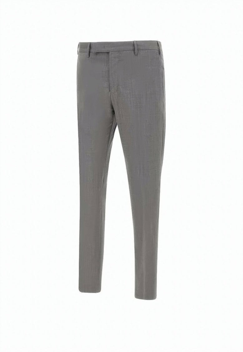 Pt Torino Tailored Slim Fit Grey Suit Pants With Textured Finish