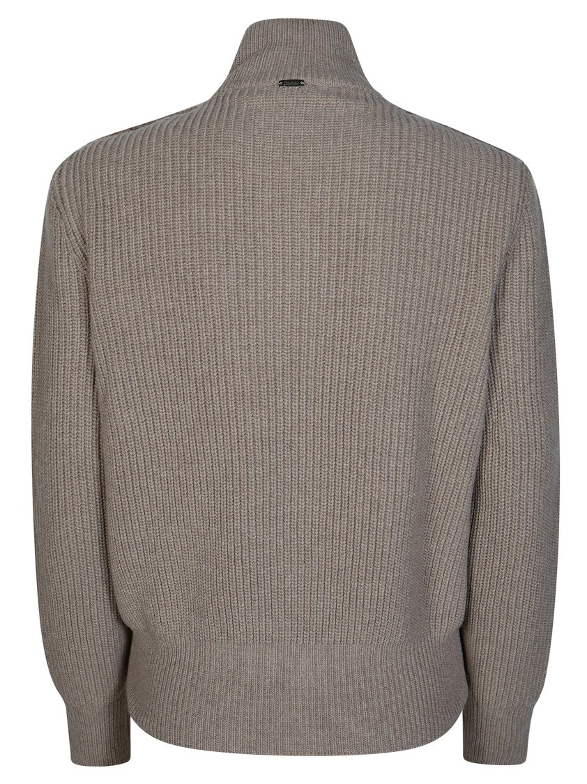 Herno Textured Curly Front Cardigan With Ribbed Details