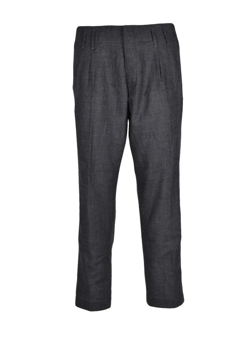 Officina 36 Dark Grey Wool-Blend Pants