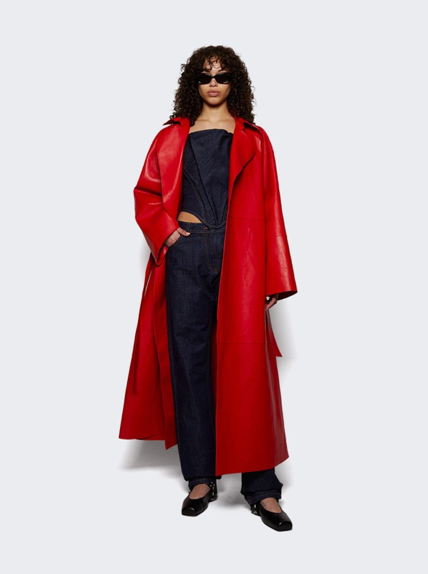 Magda Butrym Long Belted Coat Red