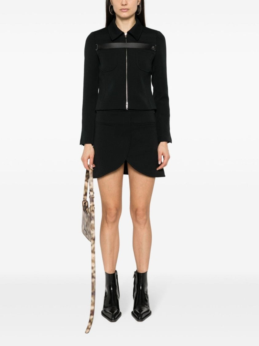 Courrèges Asymmetric Hem Black Twill Weave Skirt