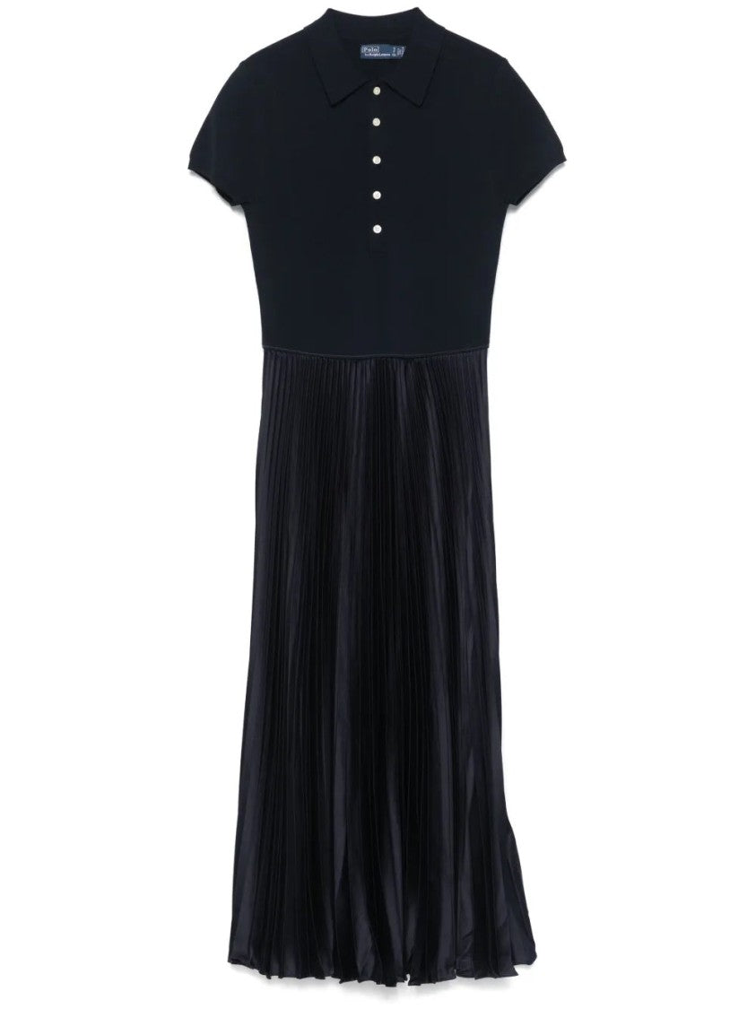 Polo Ralph Lauren Polo-Style Mini Dress With Pleated Skirt In Deep Blue