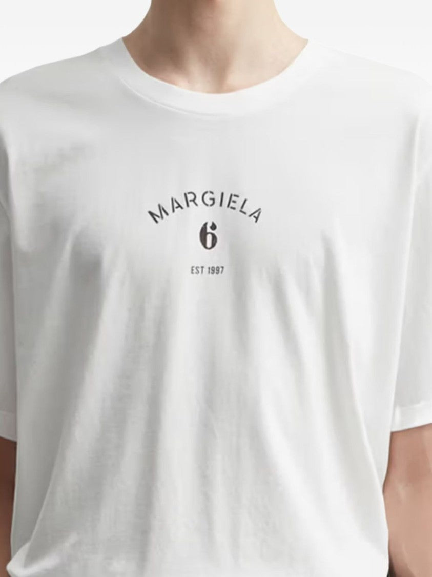 Mm6 By Maison Margiela White Crew Neck Logo T-Shirt