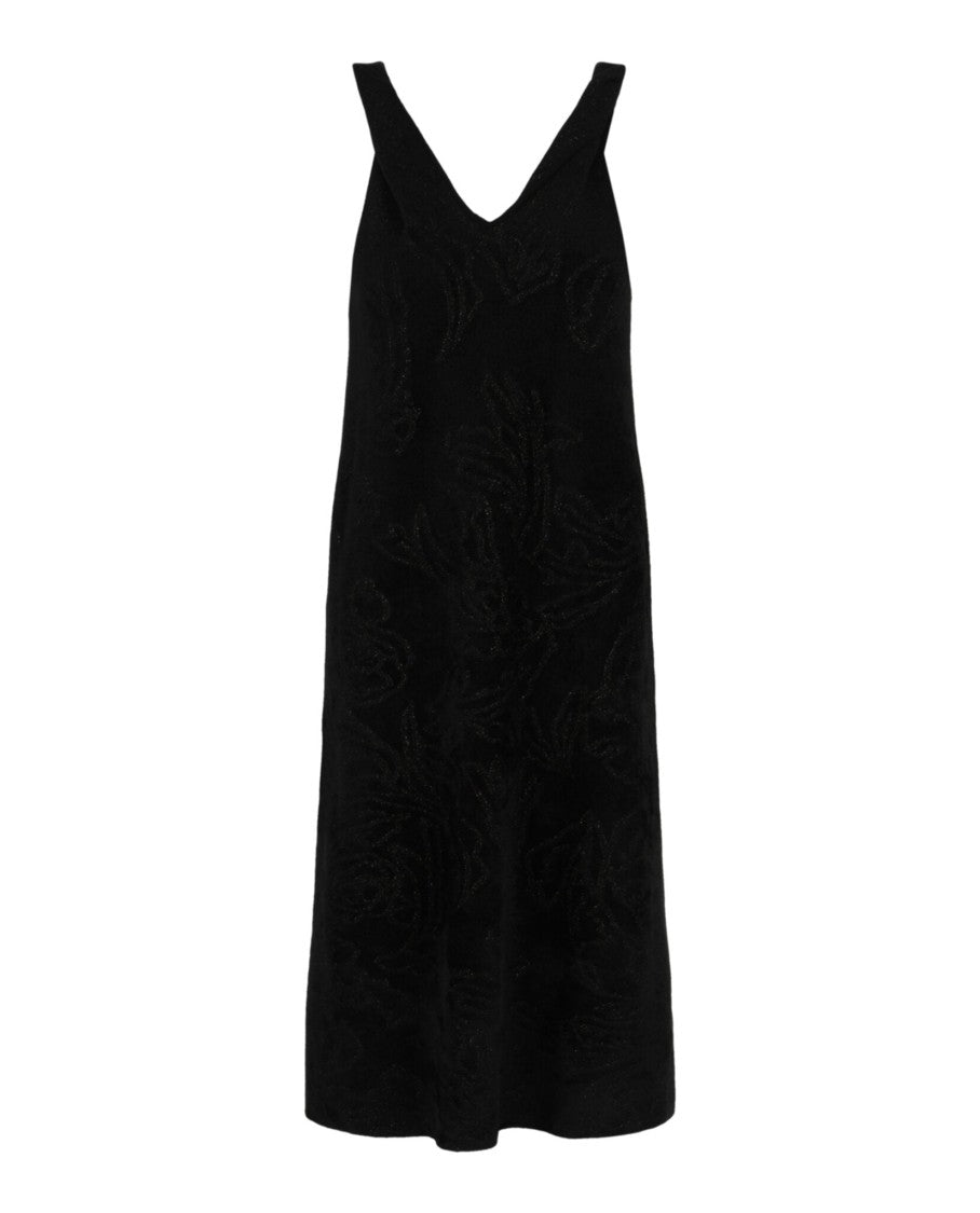 Ferragamo Floral Fil Coupé Midi Dress With Chenille Construction