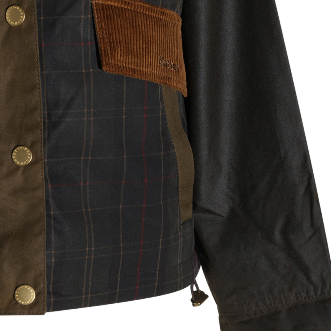 Barbour Plaid Corduroy Accent Snap Button Jacket