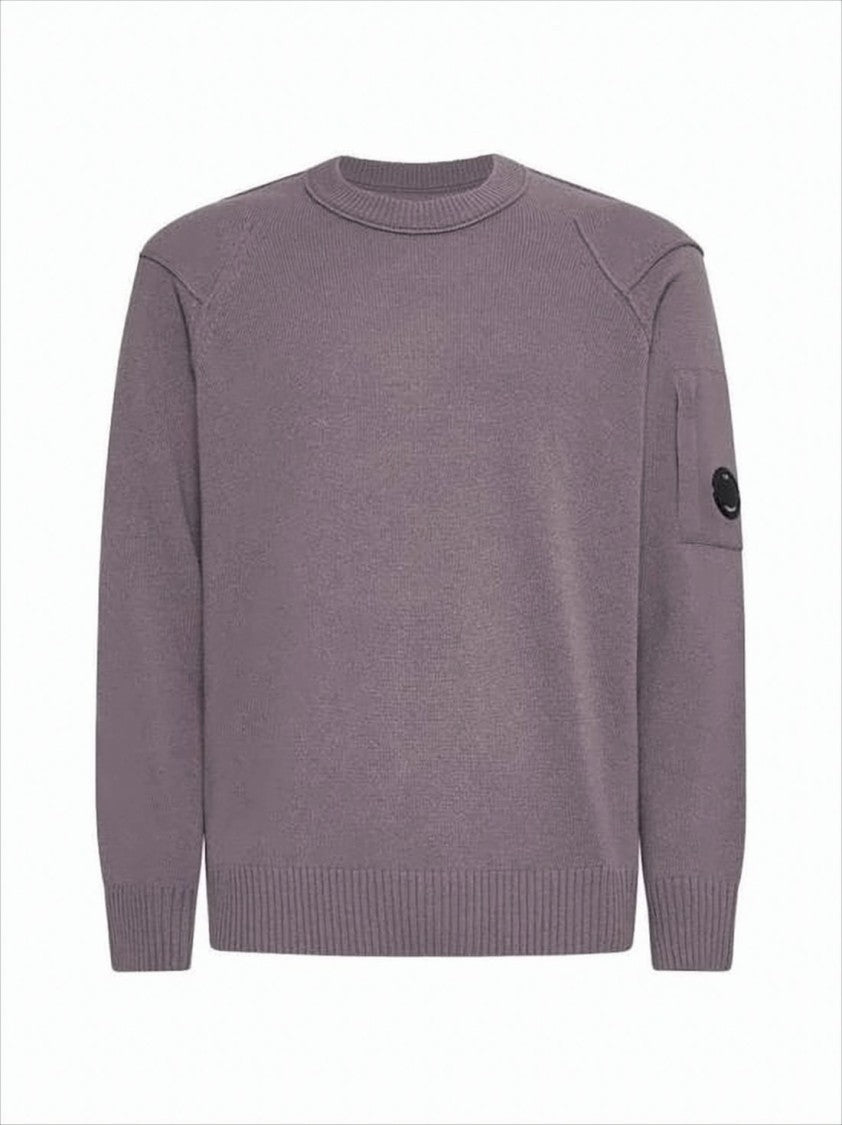 C.P. Company Relaxed Fit Purple Knit Sweater With Distinctive Patch