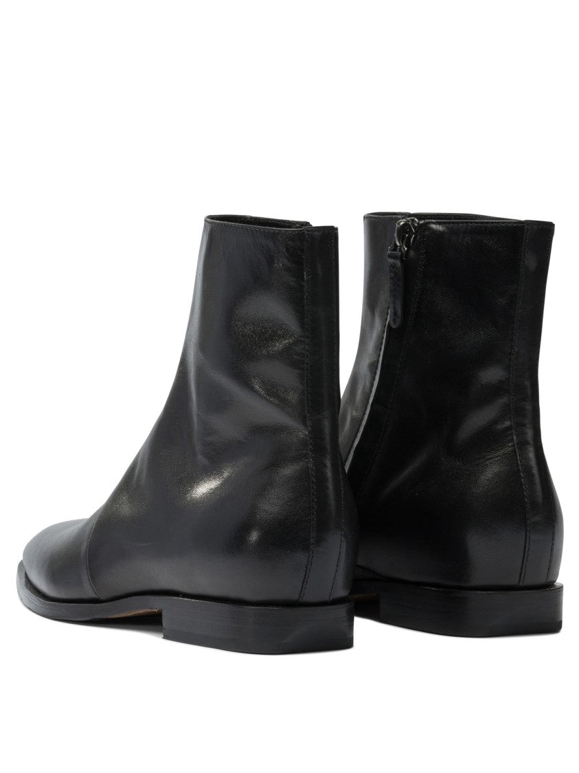 Henderson Baracco Polished Calf Leather Ankle Boots With Pointed Toe