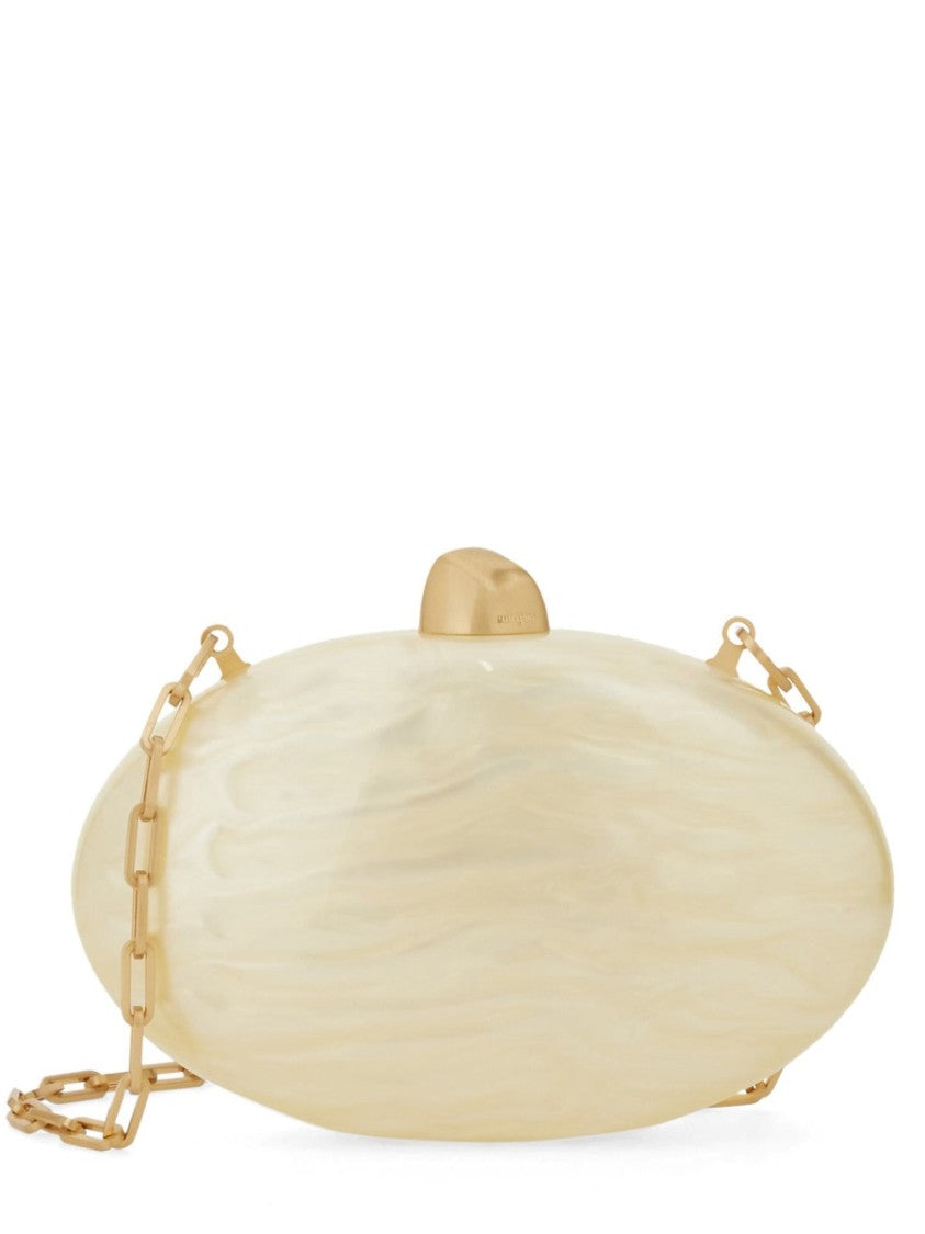 Cult Gaia Creamy Beige Acrylic Marbled Clutch