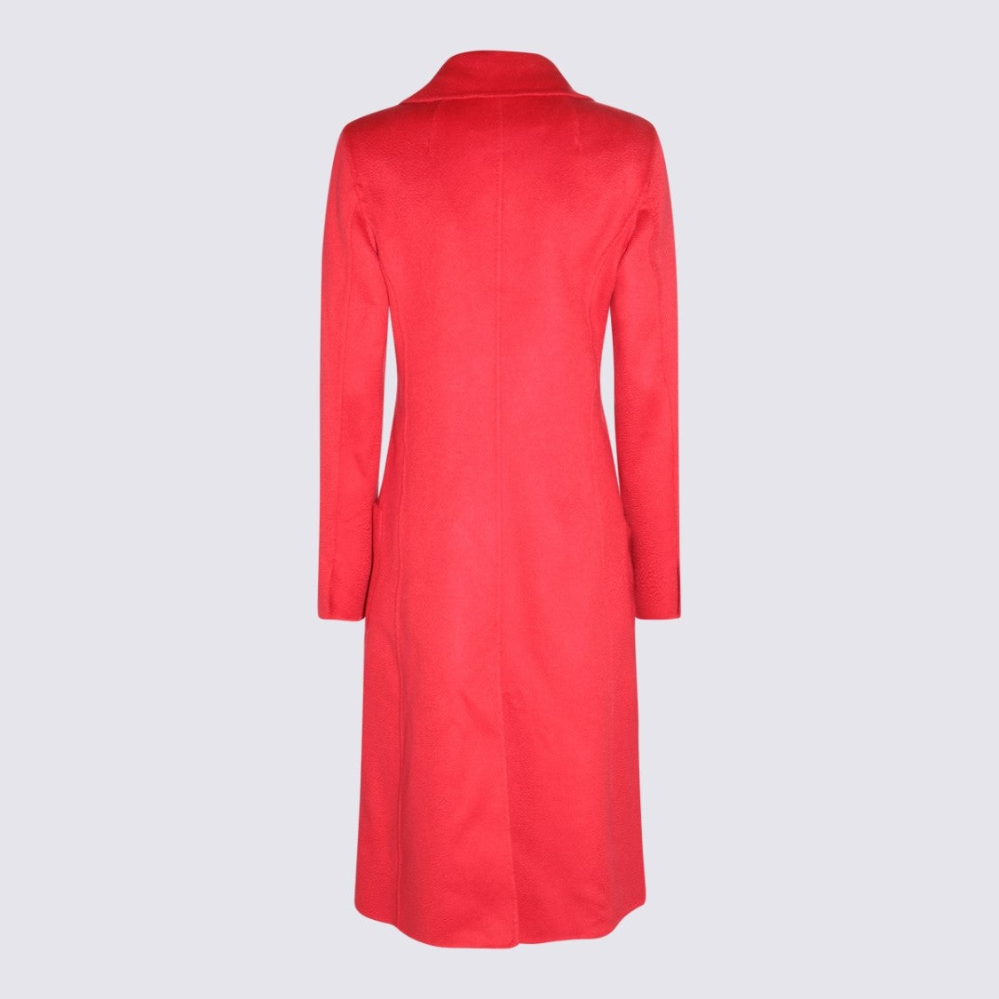Lanvin Long Tailored Coat With Vibrant Red Hue And Contrast Buttons