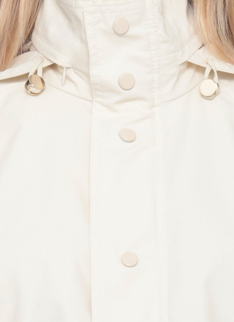 Fabiana Filippi Ivory Drawstring Hooded Cotton Jacket