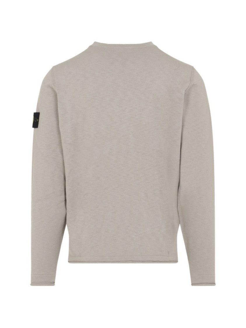 Stone Island Beige Crew-Neck Sweater With Distinctive Patch