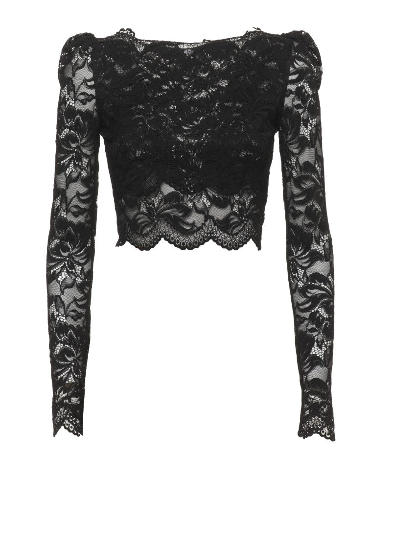 Rabanne Black Wide Neck Lace Sweater