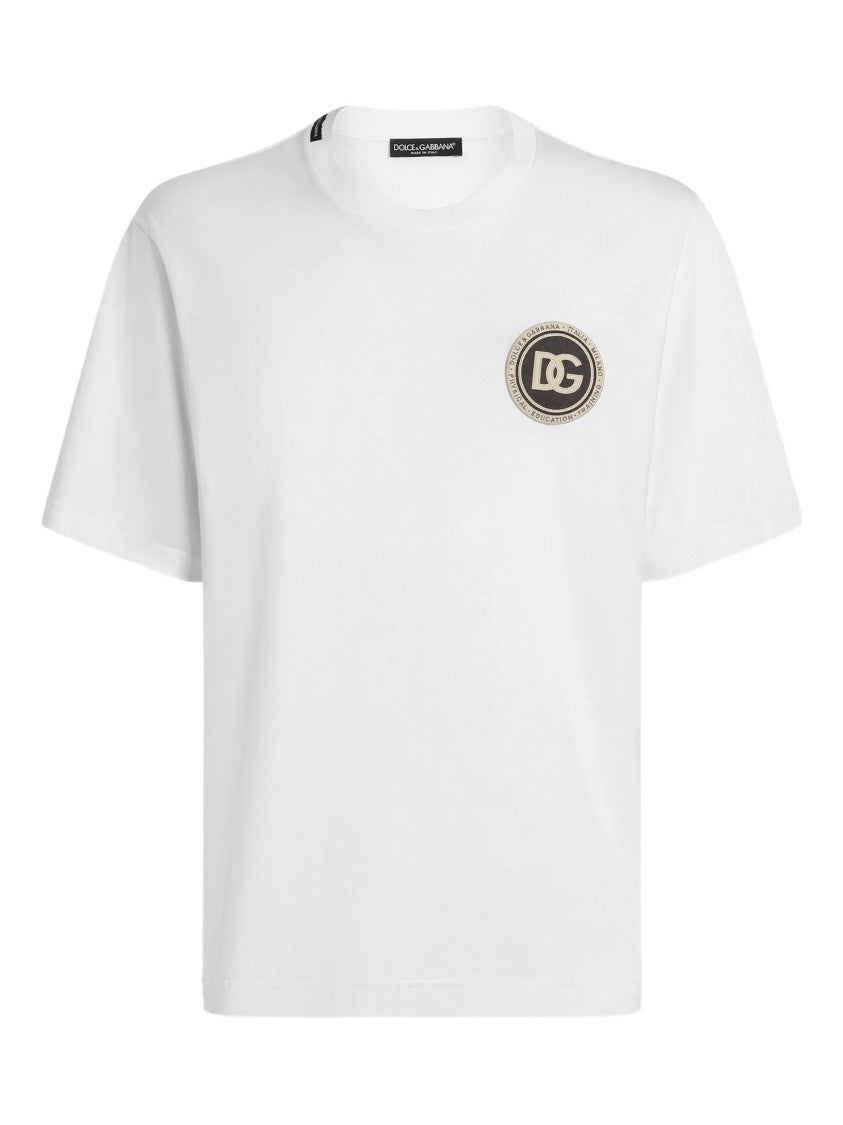 Dolce & Gabbana White Relaxed-Fit Cotton Logo Patch T-Shirt