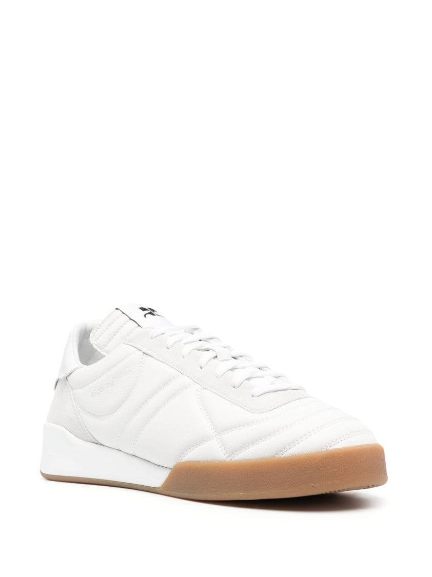 Courrèges Panelled White Leather Low-Top Sneakers