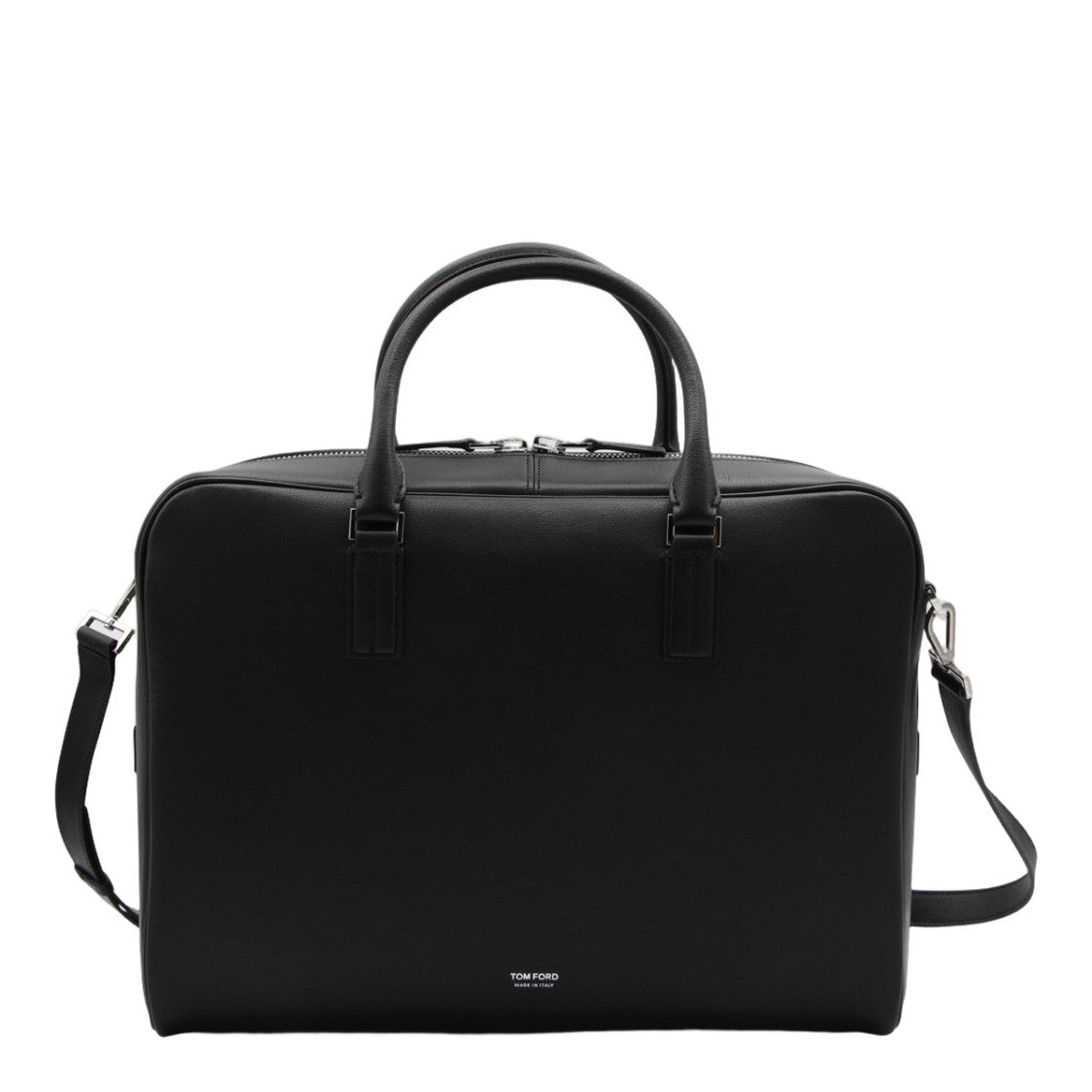 Tom Ford Structured Black Bag With Silver-Tone Features
