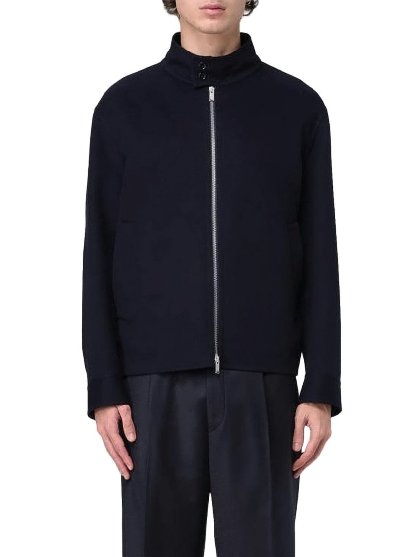 Lardini High Collar Black Wool Jacket