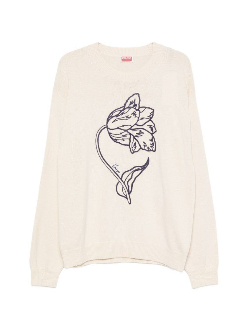 Kenzo V-Neck Long Sleeve Knit Sweater