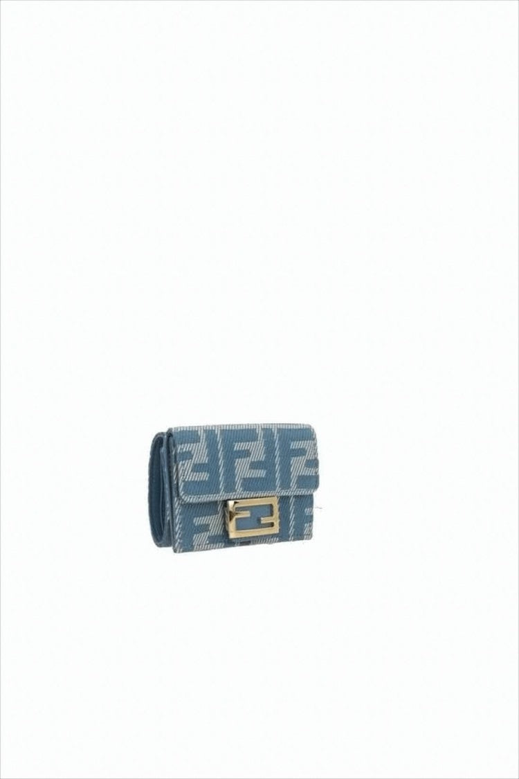 Fendi Geometric Pattern Compact Wallet In Dual Blue Shades