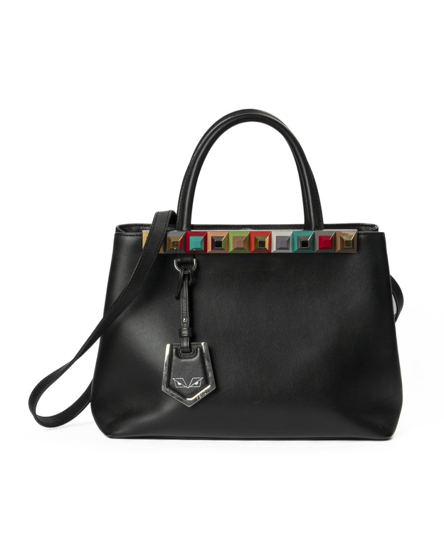 Fendi 2 Jours Pm Studded Leather Handbag - Black