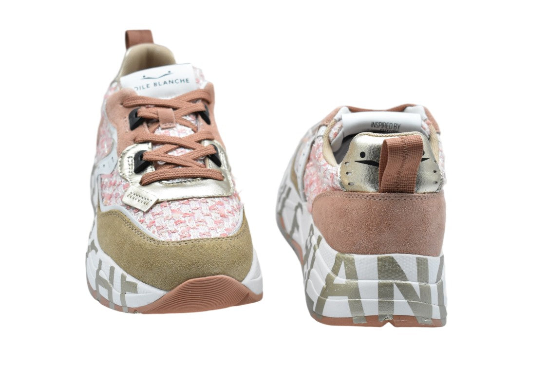 Voile Blanche Rose Technical Fabric Suede Double-Height Sneakers