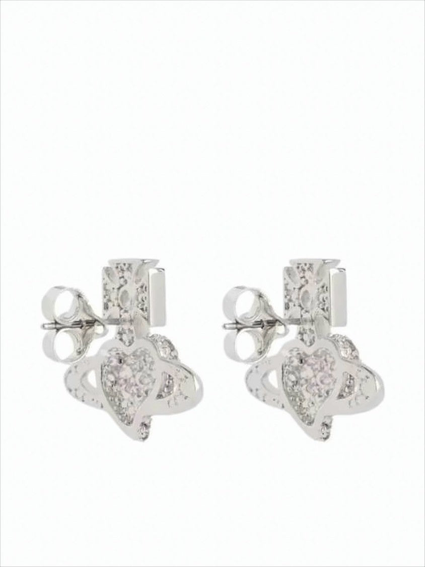 Vivienne Westwood Heart-Shaped Earrings With Orbit Design And Cross Detail