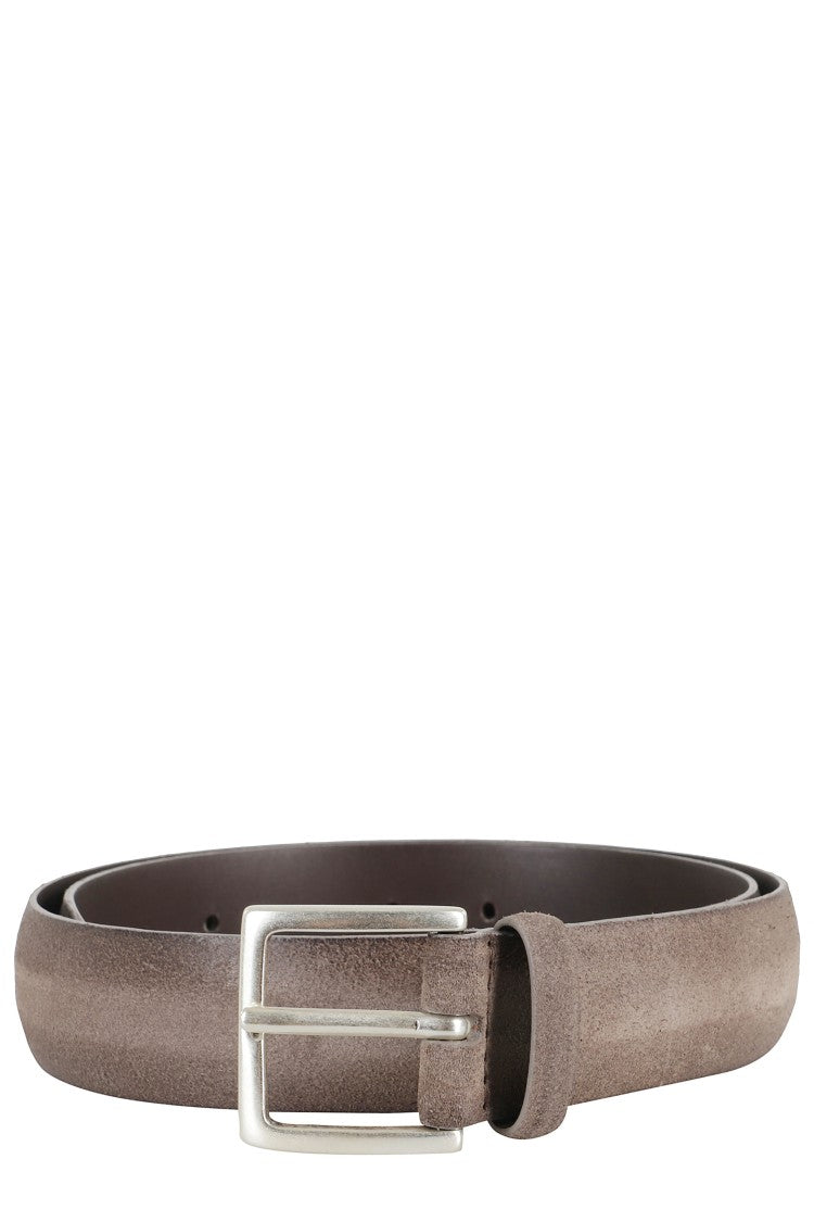 Orciani Cloudy Suede Belt With Classic Silver Buckle