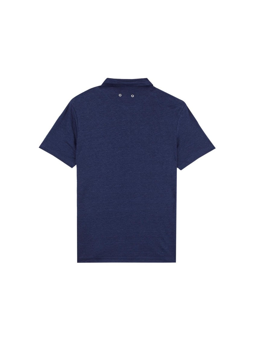 Vilebrequin Blue V-Neck Linen Polo Shirt