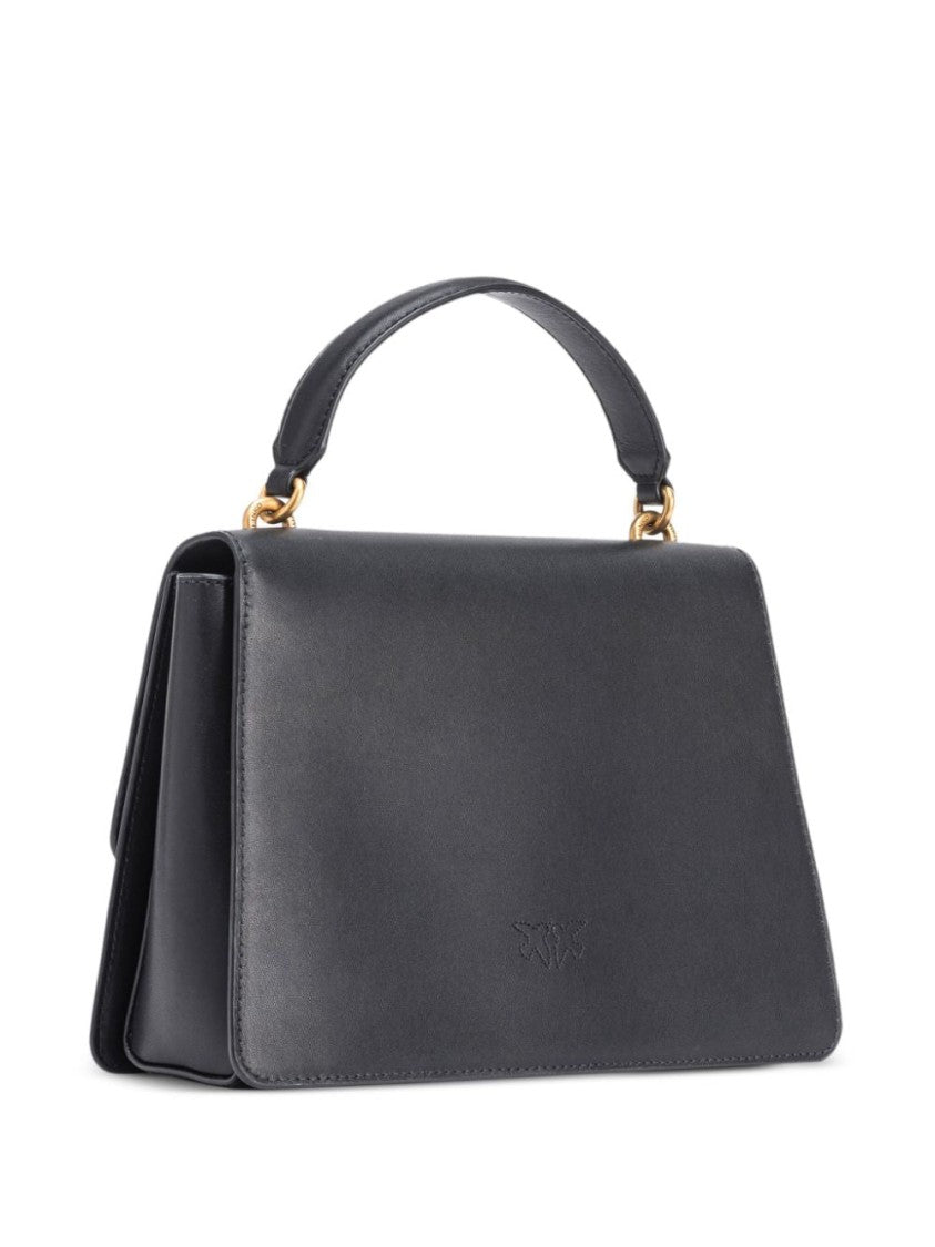 Pinko Structured Cow Leather Tote Bag With Bird Clasp Detail