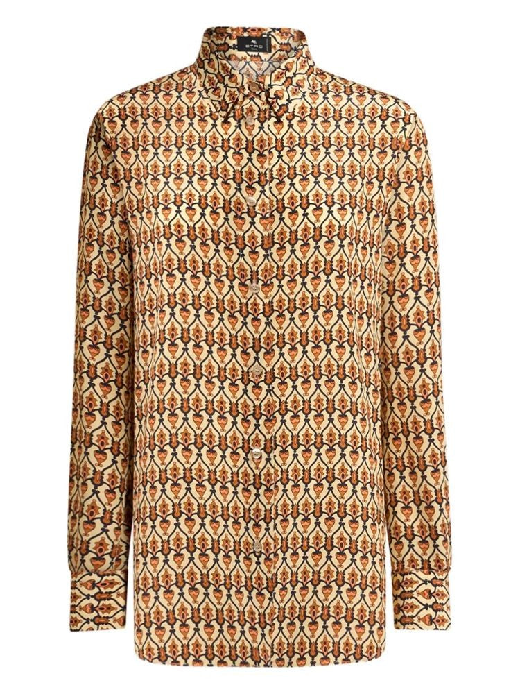 Etro Multicolour Geometric Patterned Long-Sleeve Silk Shirt