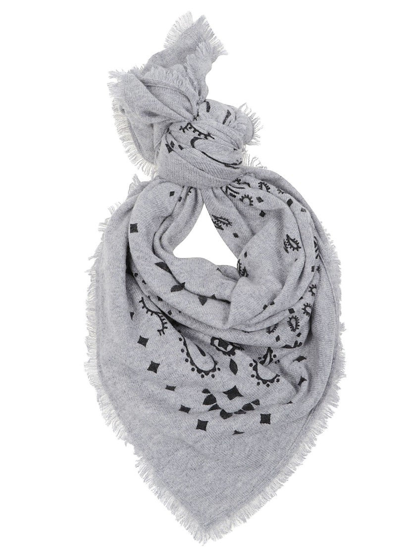 Kujten Grey Hachiko Bandana Paisley Cashmere Scarf
